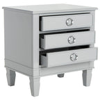 Table de chevet 3 tiroirs style français gris/blanc – 1 personne