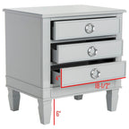 Table de chevet 3 tiroirs style français gris/blanc – 1 personne
