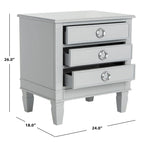 Table de chevet 3 tiroirs style français gris/blanc – 1 personne