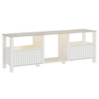 Meuble TV blanc cannelé en bois avec lumière LED, 87/105 pouces, pour 1