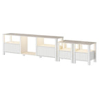 Meuble TV blanc cannelé en bois avec lumière LED, 87/105 pouces, pour 1