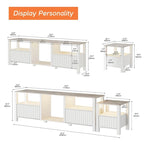 Meuble TV blanc cannelé en bois avec lumière LED, 87/105 pouces, pour 1
