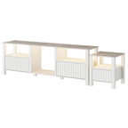 Meuble TV blanc cannelé en bois avec lumière LED, 87/105 pouces, pour 1