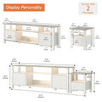 Meuble TV blanc cannelé en bois avec lumière LED, 87/105 pouces, pour 1