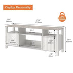 Meuble TV blanc cannelé en bois avec lumière LED, 87/105 pouces, pour 1