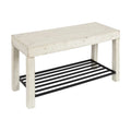Banc d'entrée de ferme 2 personnes blanc/marron rustique/gris avec étagère à chaussures