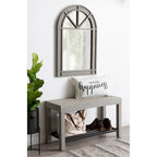Banc d'entrée de ferme 2 personnes blanc/marron rustique/gris avec étagère à chaussures