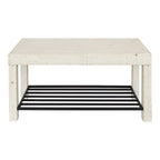 Banc d'entrée de ferme 2 personnes blanc/marron rustique/gris avec étagère à chaussures
