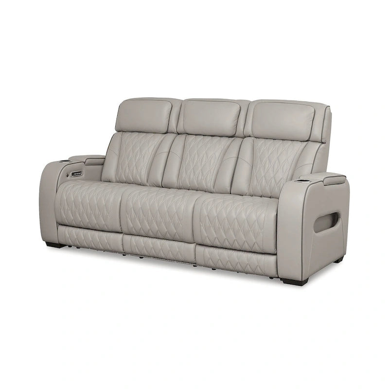 Canapé inclinable électrique gris, 3 places, 86"L × 38.5"P × 44.5"H