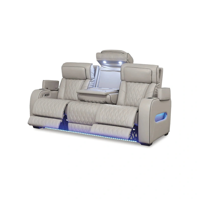 Canapé inclinable électrique gris, 3 places, 86"L × 38.5"P × 44.5"H