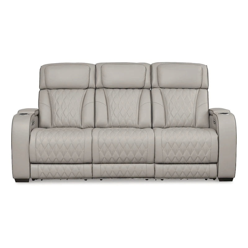Canapé inclinable électrique gris, 3 places, 86"L × 38.5"P × 44.5"H