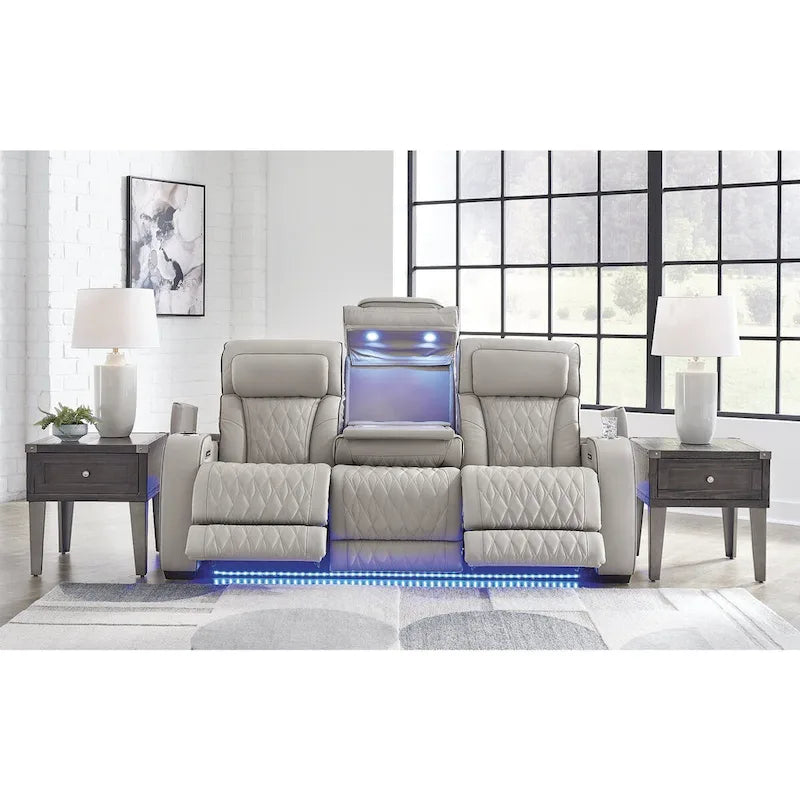 Canapé inclinable électrique gris, 3 places, 86"L × 38.5"P × 44.5"H