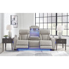 Canapé inclinable électrique gris, 3 places, 86"L × 38.5"P × 44.5"H