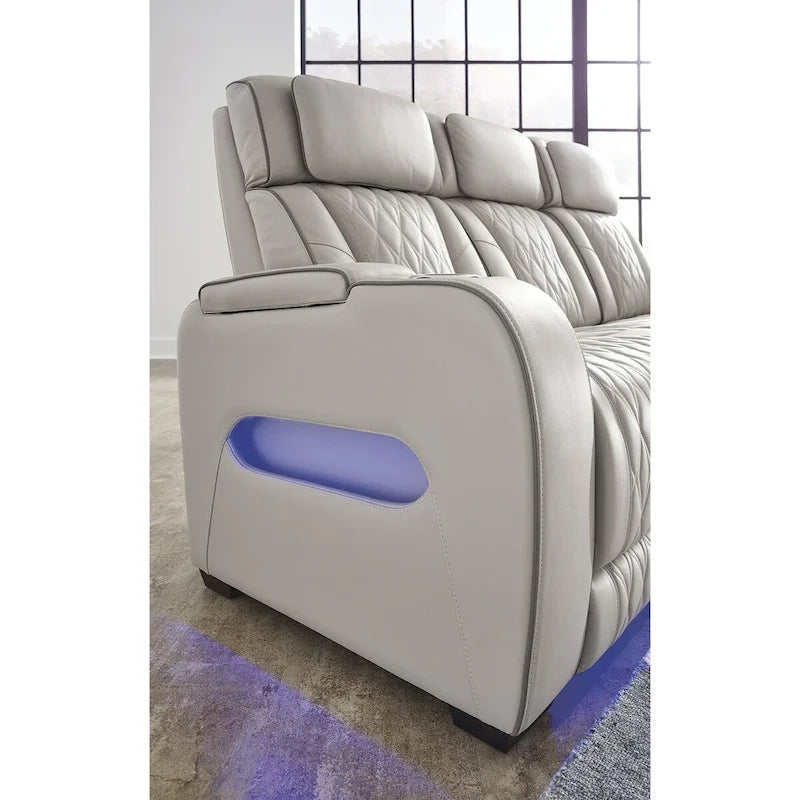 Canapé inclinable électrique gris, 3 places, 86"L × 38.5"P × 44.5"H