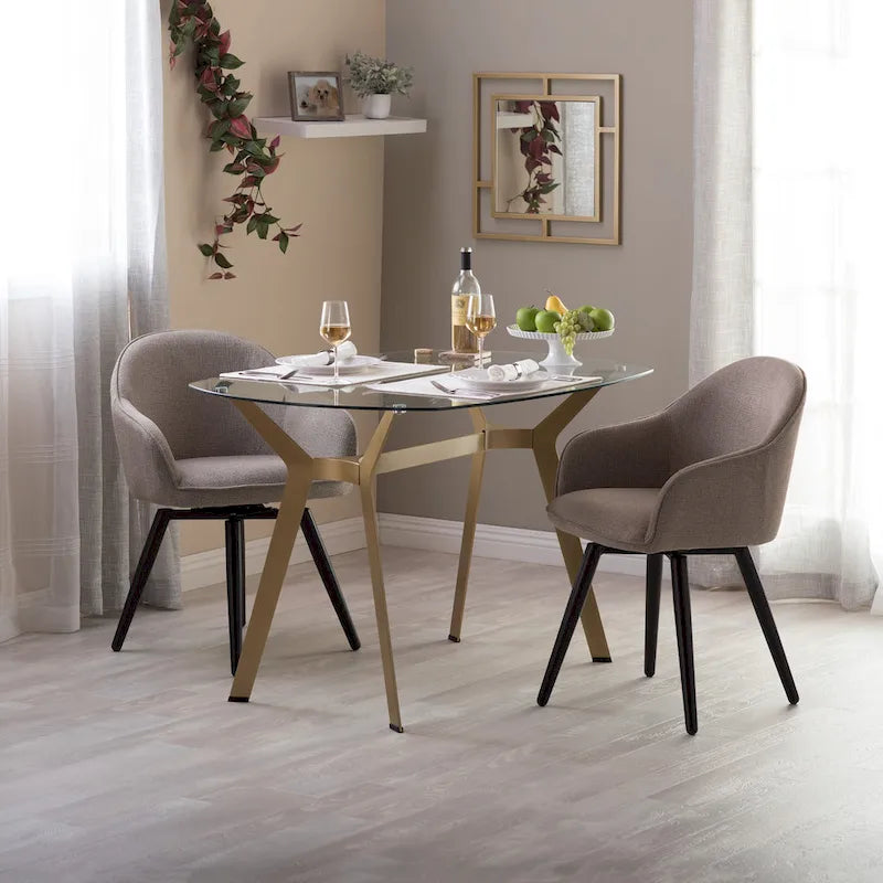 Fauteuil d'appoint pivotant à dossier arrondi, gris/anthracite/camel, 1 place