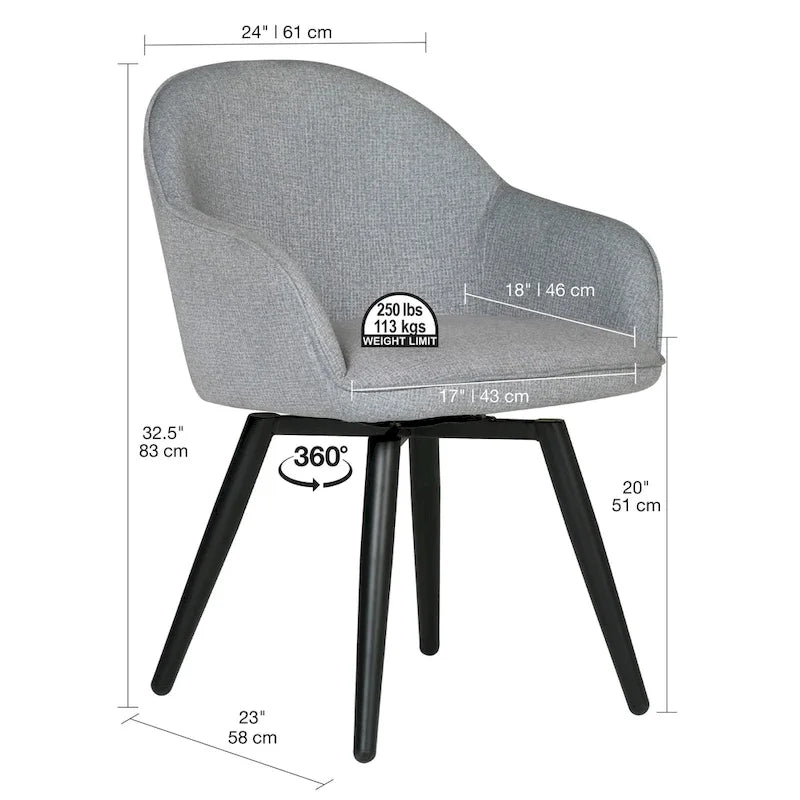 Fauteuil d'appoint pivotant à dossier arrondi, gris/anthracite/camel, 1 place