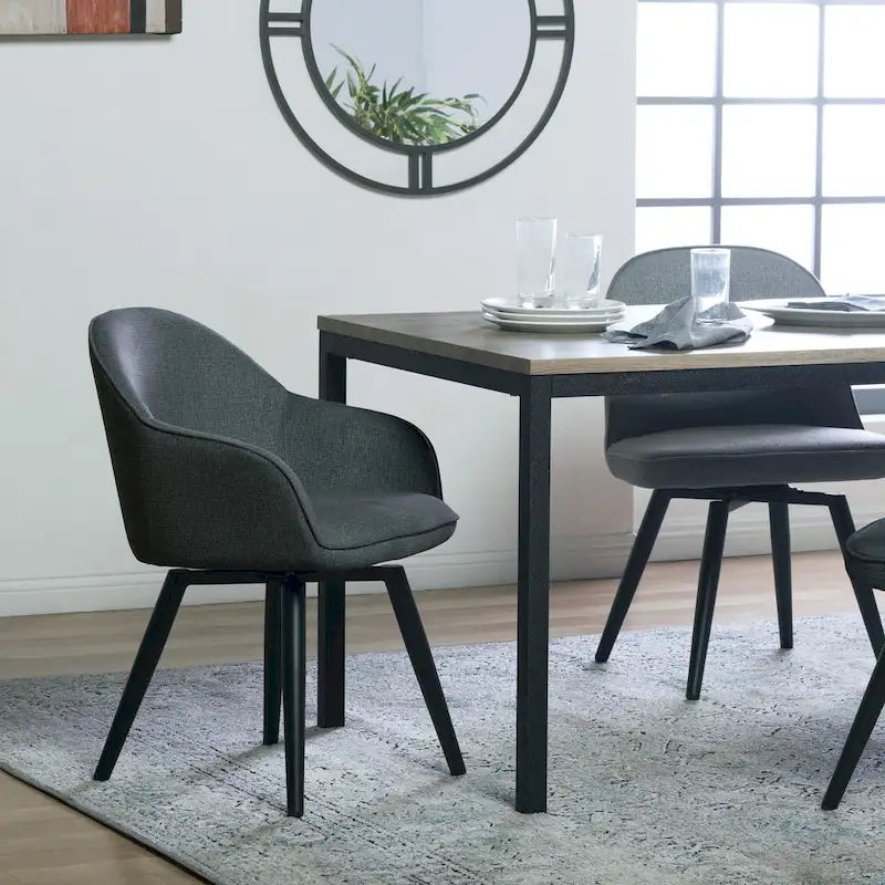 Fauteuil d'appoint pivotant à dossier arrondi, gris/anthracite/camel, 1 place
