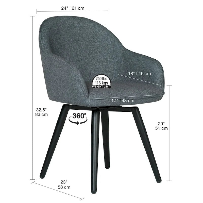 Fauteuil d'appoint pivotant à dossier arrondi, gris/anthracite/camel, 1 place