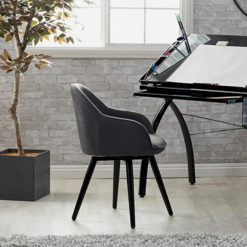 Fauteuil d'appoint pivotant à dossier arrondi, gris/anthracite/camel, 1 place
