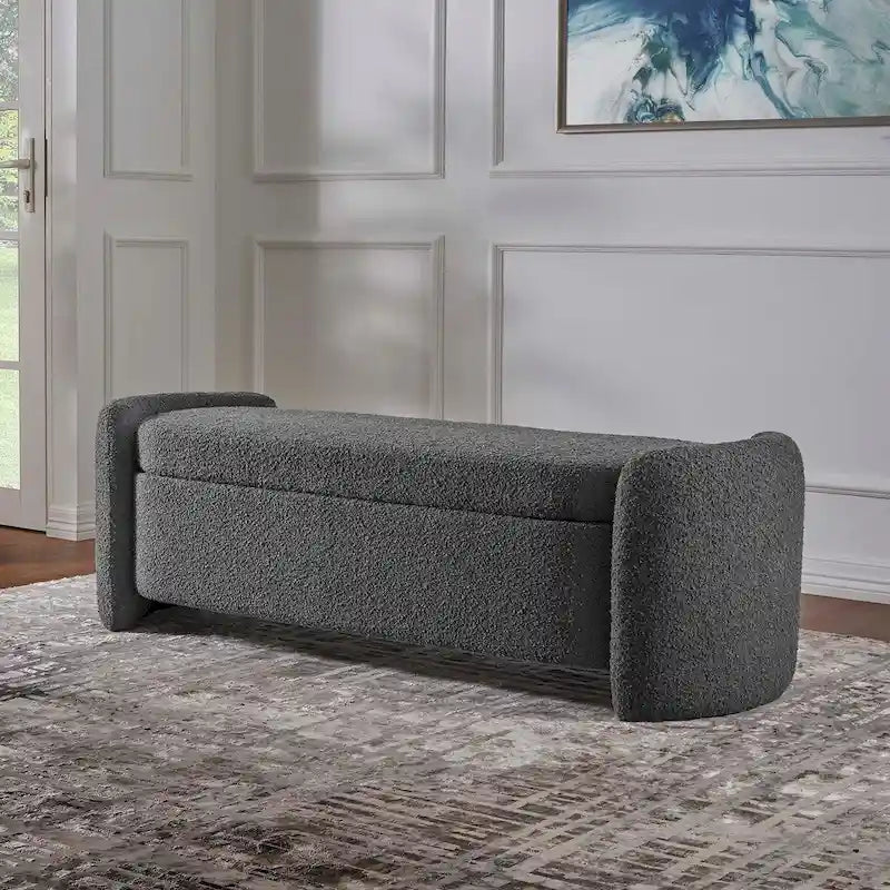 Banc de rangement en boucle anthracite et ivoire – 1 place