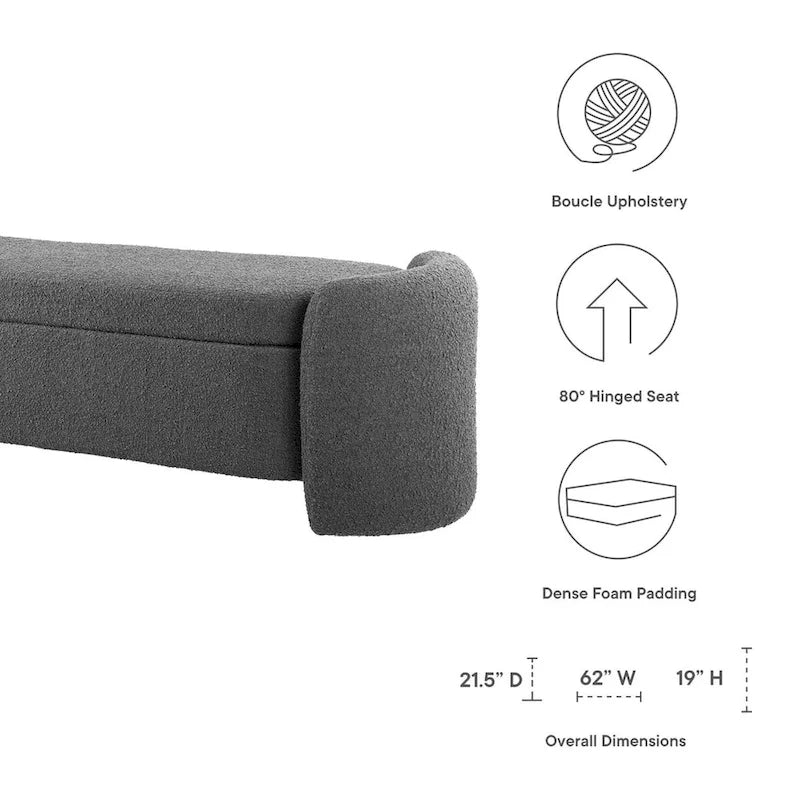 Banc de rangement en boucle anthracite et ivoire – 1 place