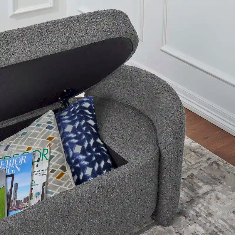 Banc de rangement en boucle anthracite et ivoire – 1 place