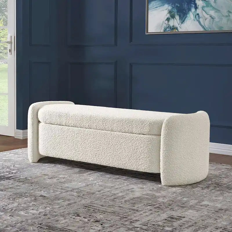 Banc de rangement en boucle anthracite et ivoire – 1 place