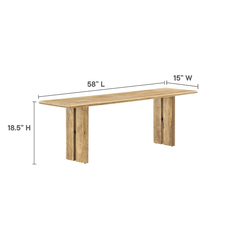 Banc de salle à manger en bois 58 po, Chêne / Noyer, 3 places