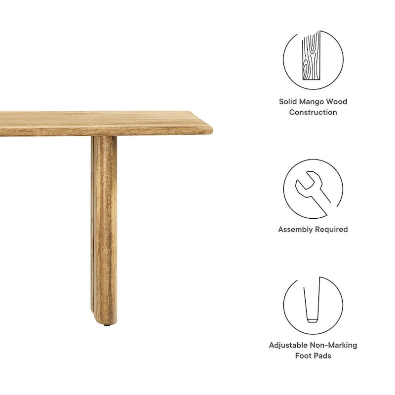 Banc de salle à manger en bois 58 po, Chêne / Noyer, 3 places