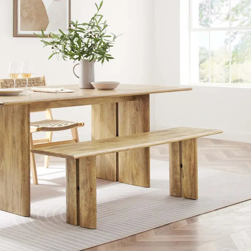 Banc de salle à manger en bois 58 po, Chêne / Noyer, 3 places