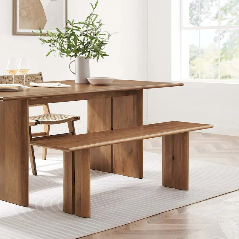 Banc de salle à manger en bois 58 po, Chêne / Noyer, 3 places