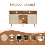 Meuble d'appoint pour tourne-disque rétro couleur bois et noyer brun avec rangement, 123 cm (L) x 40 cm (P) x 75 cm (H)