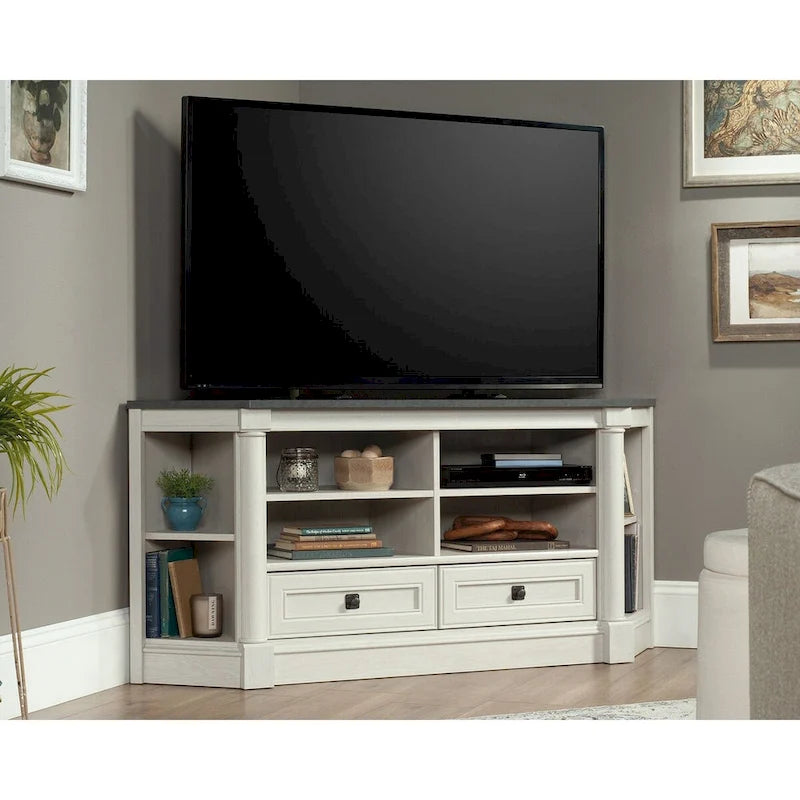 Meuble TV d'angle, Fini chêne, Convient aux téléviseurs jusqu'à 60 po