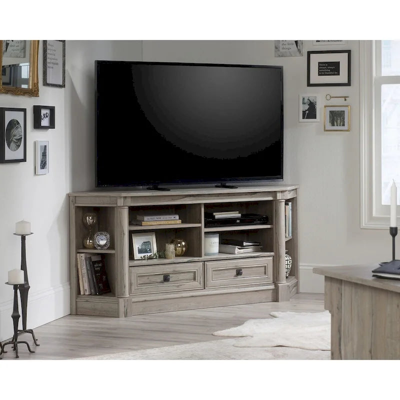 Meuble TV d'angle, Fini chêne, Convient aux téléviseurs jusqu'à 60 po