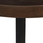 Bout de canapé rond avec plateau en métal, Bronze / Chêne, 1 place