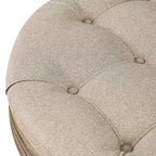 Pouffe de rangement rond capitonné beige, 1 place, 80 cm de diamètre