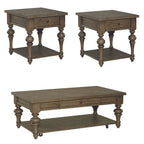 Ensemble de 3 tables basses et tables d'appoint style ferme taupe poussiéreux