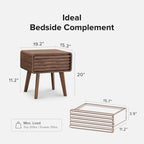 Table de chevet avec tiroir, en noyer, style moderne du milieu du siècle, simple