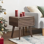 Table de chevet avec tiroir, en noyer, style moderne du milieu du siècle, simple