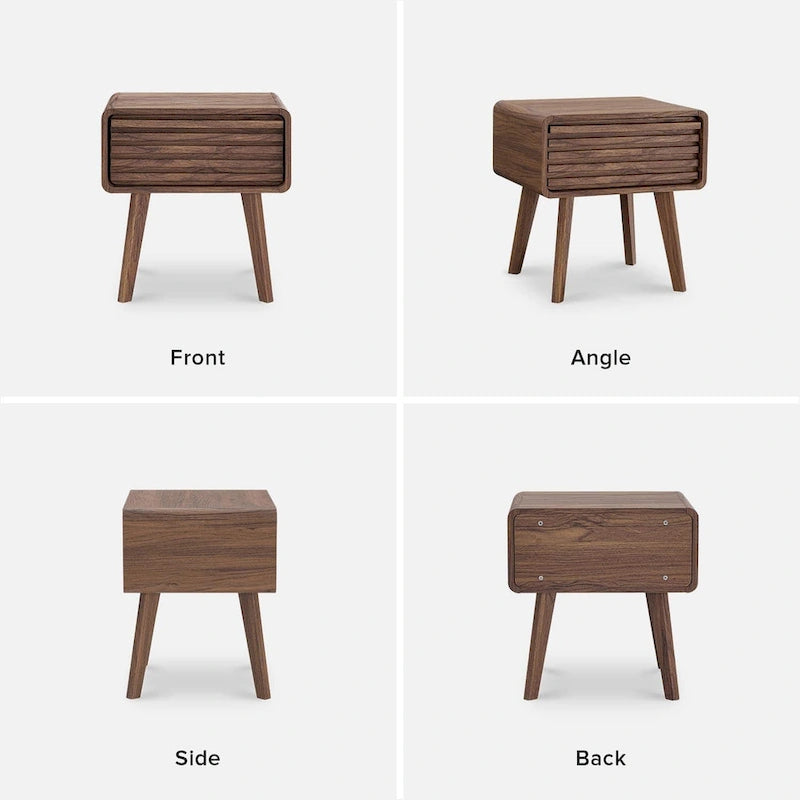 Table de chevet avec tiroir, en noyer, style moderne du milieu du siècle, simple