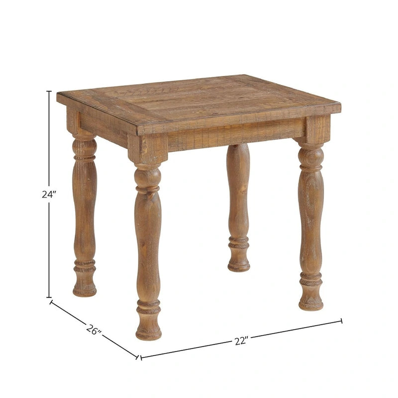 Table d'appoint à pieds tournés en placage de bois brun, simple