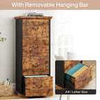 Classeur vertical 4 tiroirs en bois, 130 cm de haut, format A4 et Lettre, 1 personne