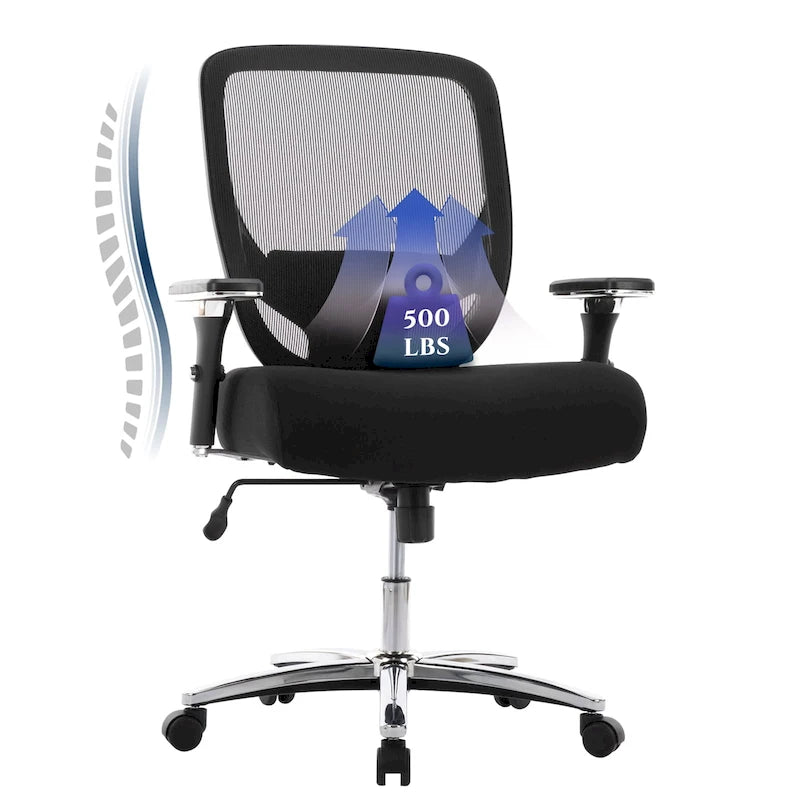Chaise de bureau ergonomique en similicuir noir, pivotante, pour 1 personne, capacité de 227 kg