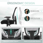 Chaise de bureau ergonomique en similicuir noir, pivotante, pour 1 personne, capacité de 227 kg