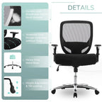 Chaise de bureau ergonomique en similicuir noir, pivotante, pour 1 personne, capacité de 227 kg