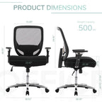 Chaise de bureau ergonomique en similicuir noir, pivotante, pour 1 personne, capacité de 227 kg