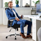 Chaise de bureau ergonomique en similicuir noir, pivotante, pour 1 personne, capacité de 227 kg