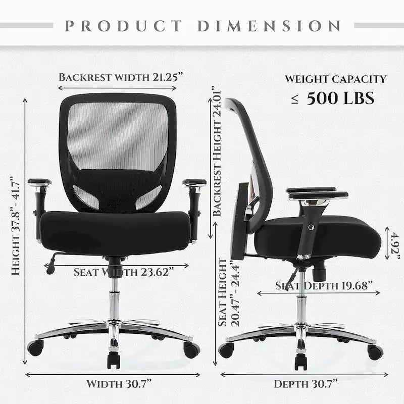 Chaise de bureau ergonomique en similicuir noir, pivotante, pour 1 personne, capacité de 227 kg