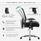 Chaise de bureau ergonomique en similicuir noir, pivotante, pour 1 personne, capacité de 227 kg