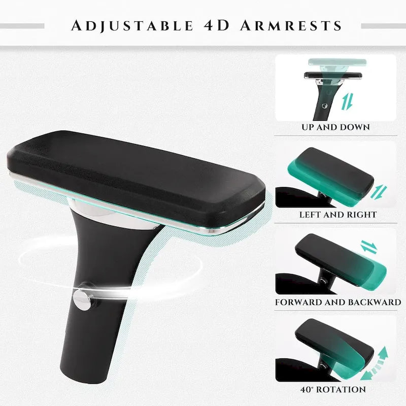 Chaise de bureau ergonomique en similicuir noir, pivotante, pour 1 personne, capacité de 227 kg